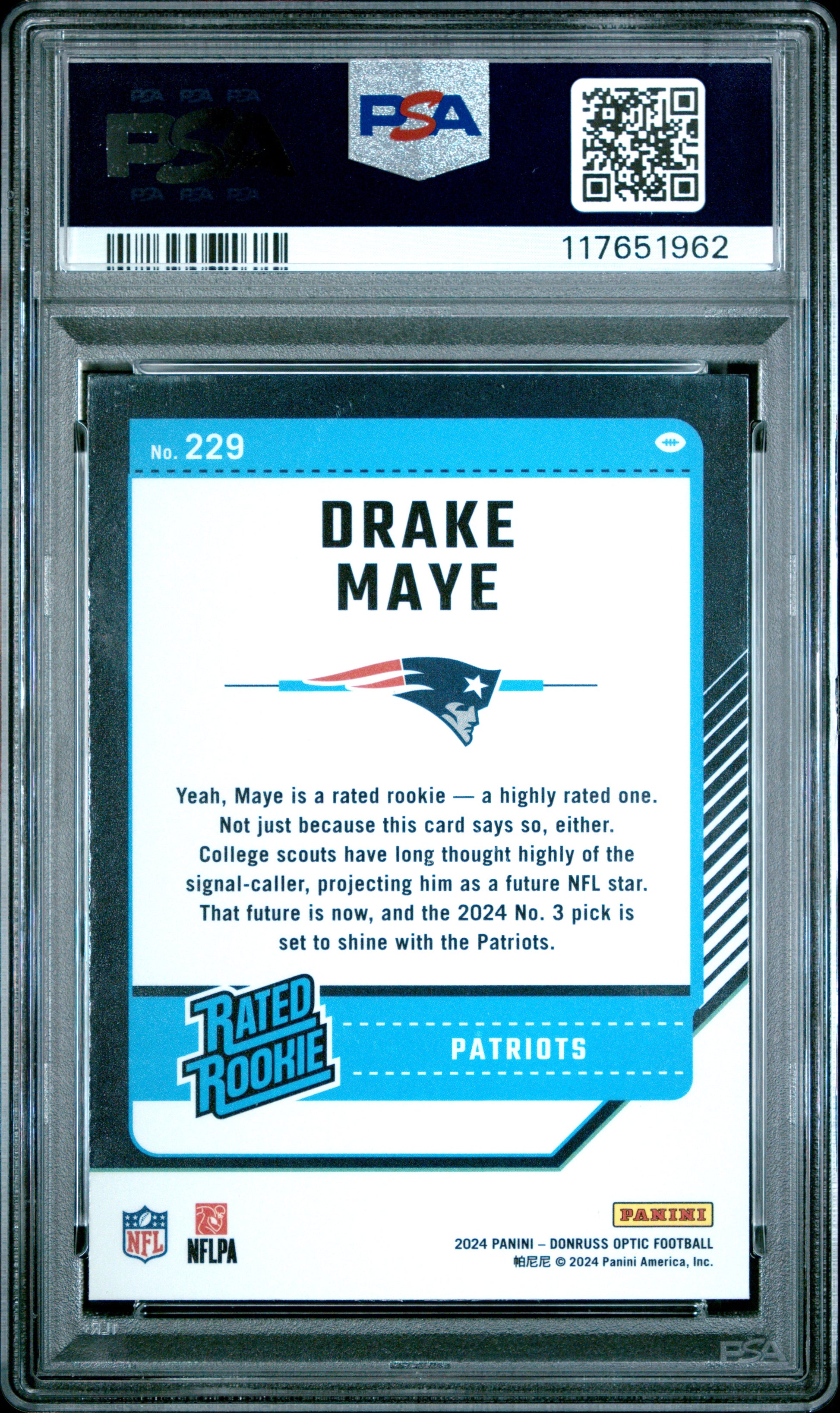 2024 Panini Donruss Optic #229 Drake Maye PSA 8