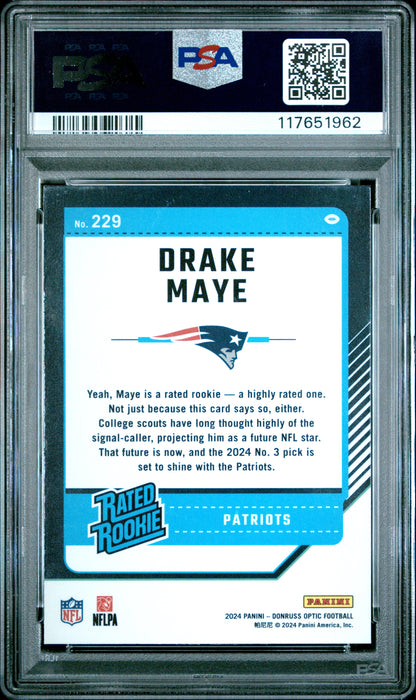 2024 Panini Donruss Optic #229 Drake Maye PSA 8