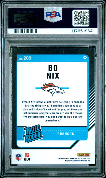 2024 Panini Donruss Optic #209 Bo Nix PSA 10