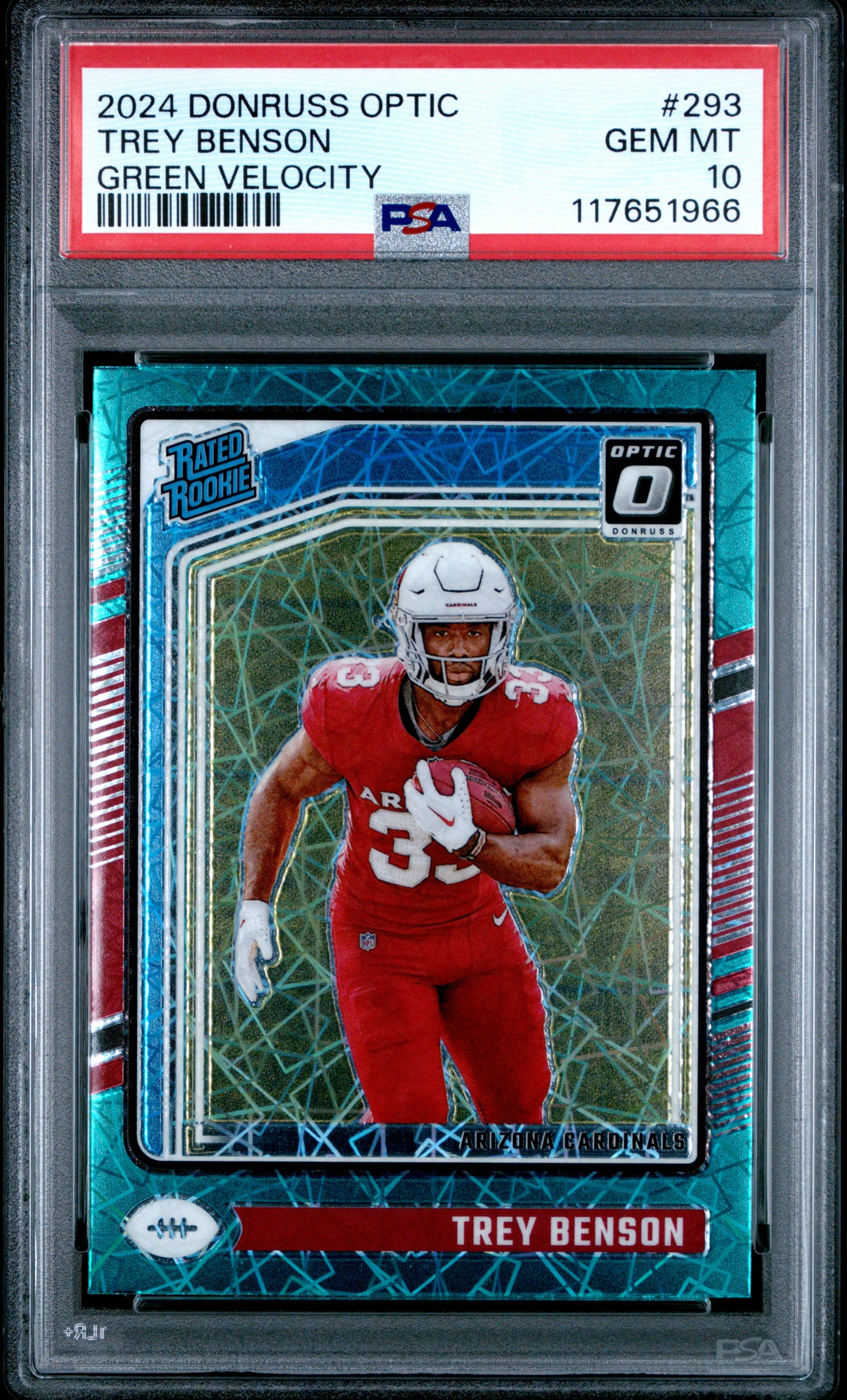 2024 Panini Donruss Optic #293 Trey Benson Green Velocity PSA 10