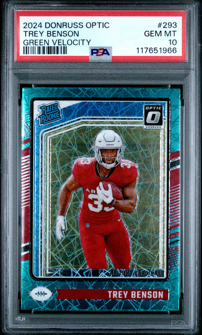 2024 Panini Donruss Optic #293 Trey Benson Green Velocity PSA 10