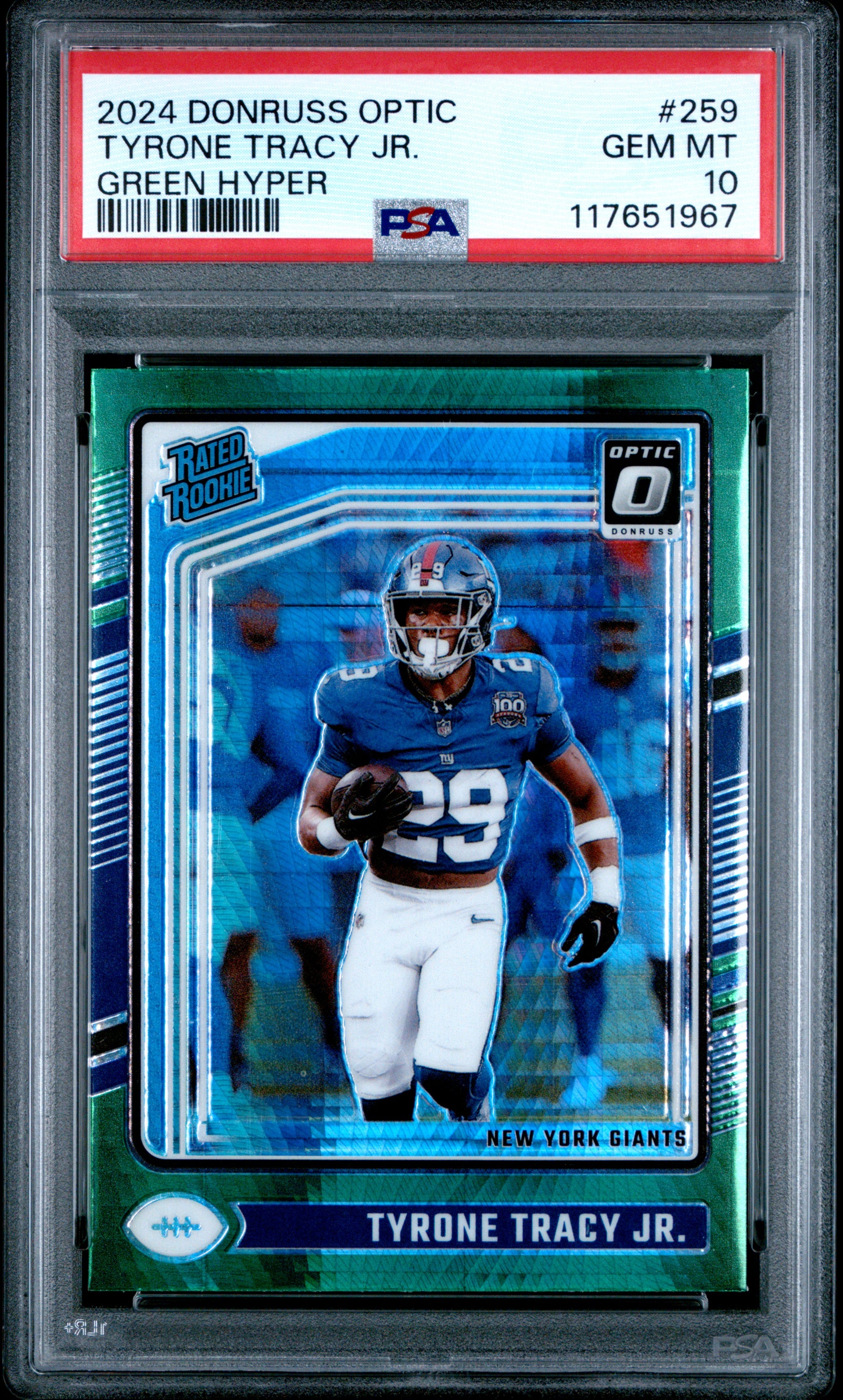 2024 Panini Donruss Optic #259 Tyrone Tracy Jr. Green Hyper PSA 10
