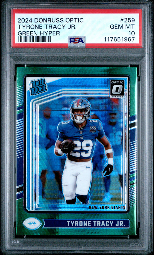 2024 Panini Donruss Optic #259 Tyrone Tracy Jr. Green Hyper PSA 10
