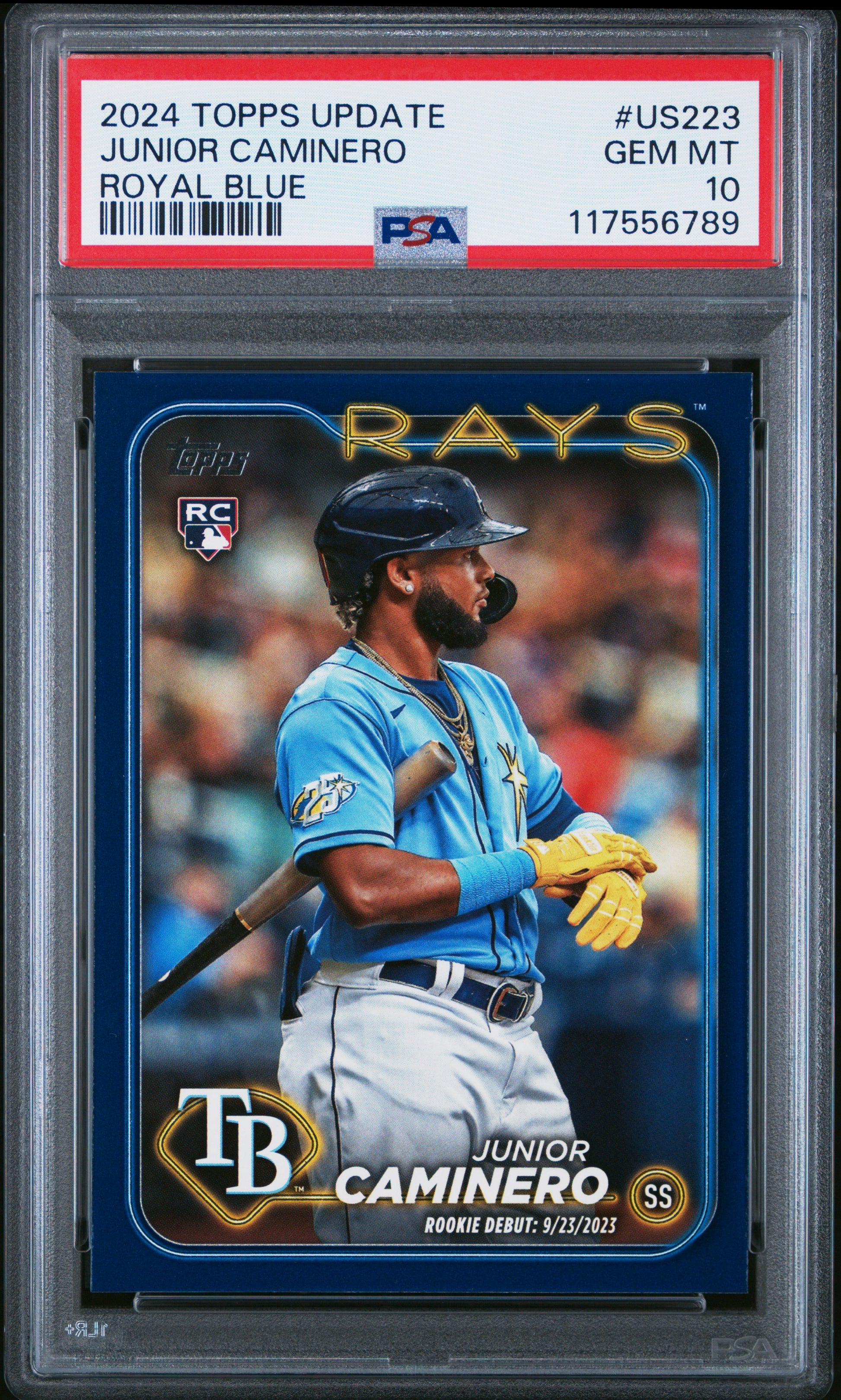 2024 Topps Update #US223 Junior Caminero Royal Blue PSA 10