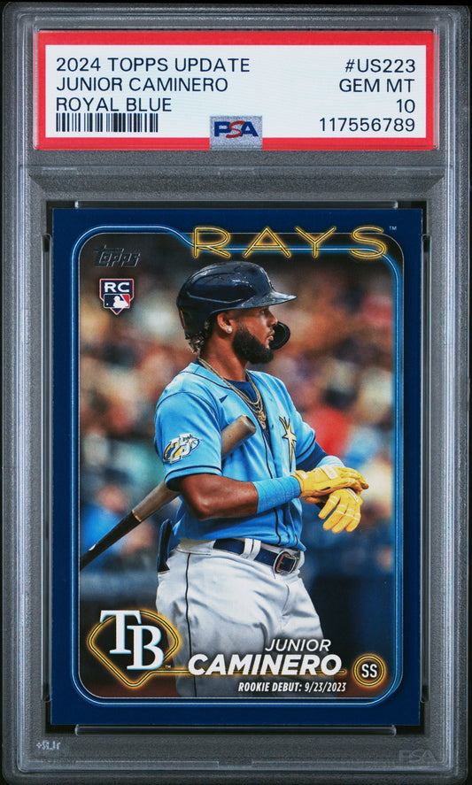 2024 Topps Update #US223 Junior Caminero Royal Blue PSA 10