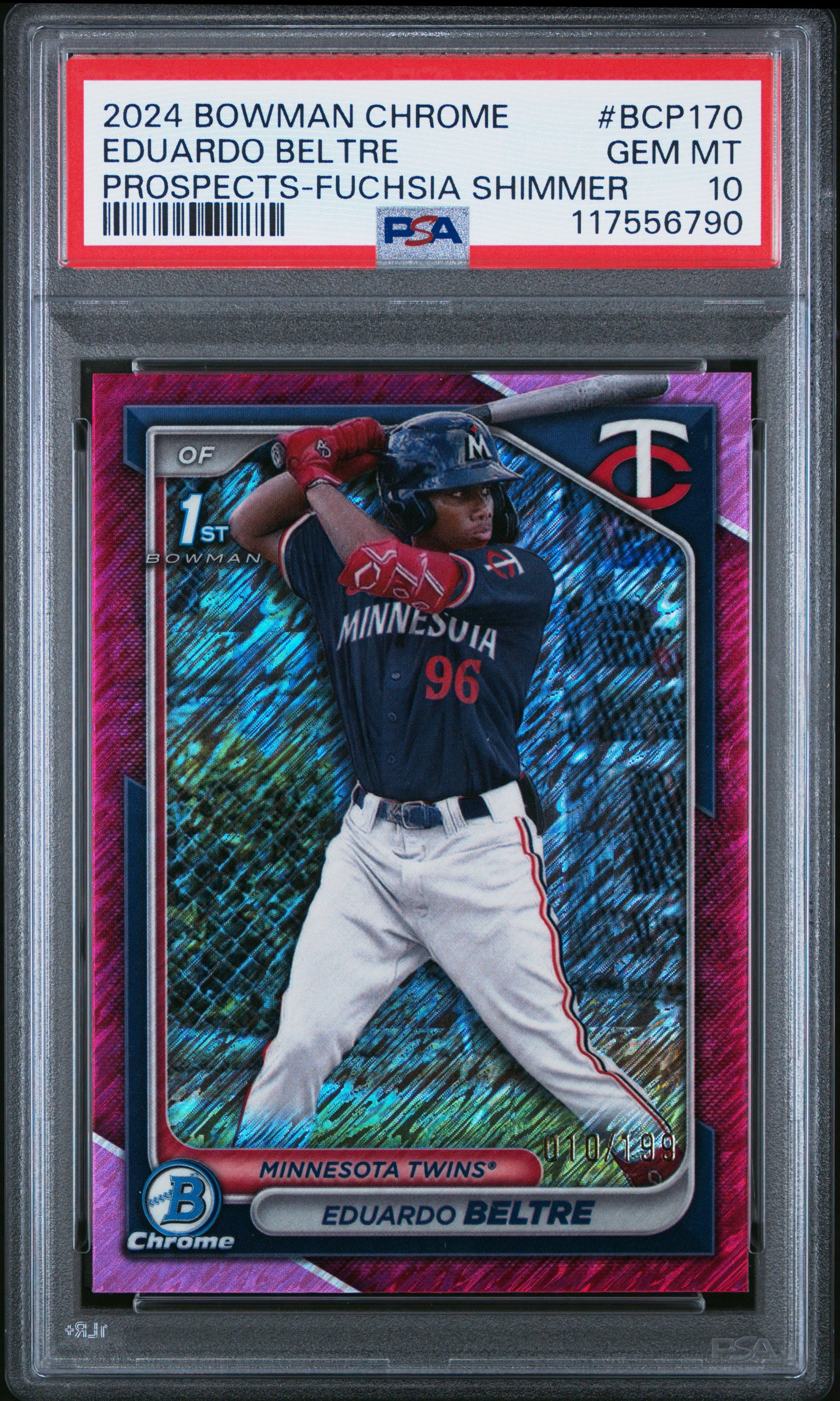 2024 Bowman Chrome Prospects #BCP170 Eduardo Beltre-Fuchsia Shimmer PSA 10