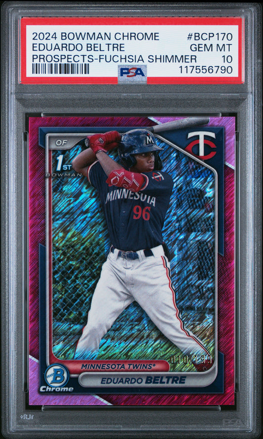 2024 Bowman Chrome Prospects #BCP170 Eduardo Beltre-Fuchsia Shimmer PSA 10