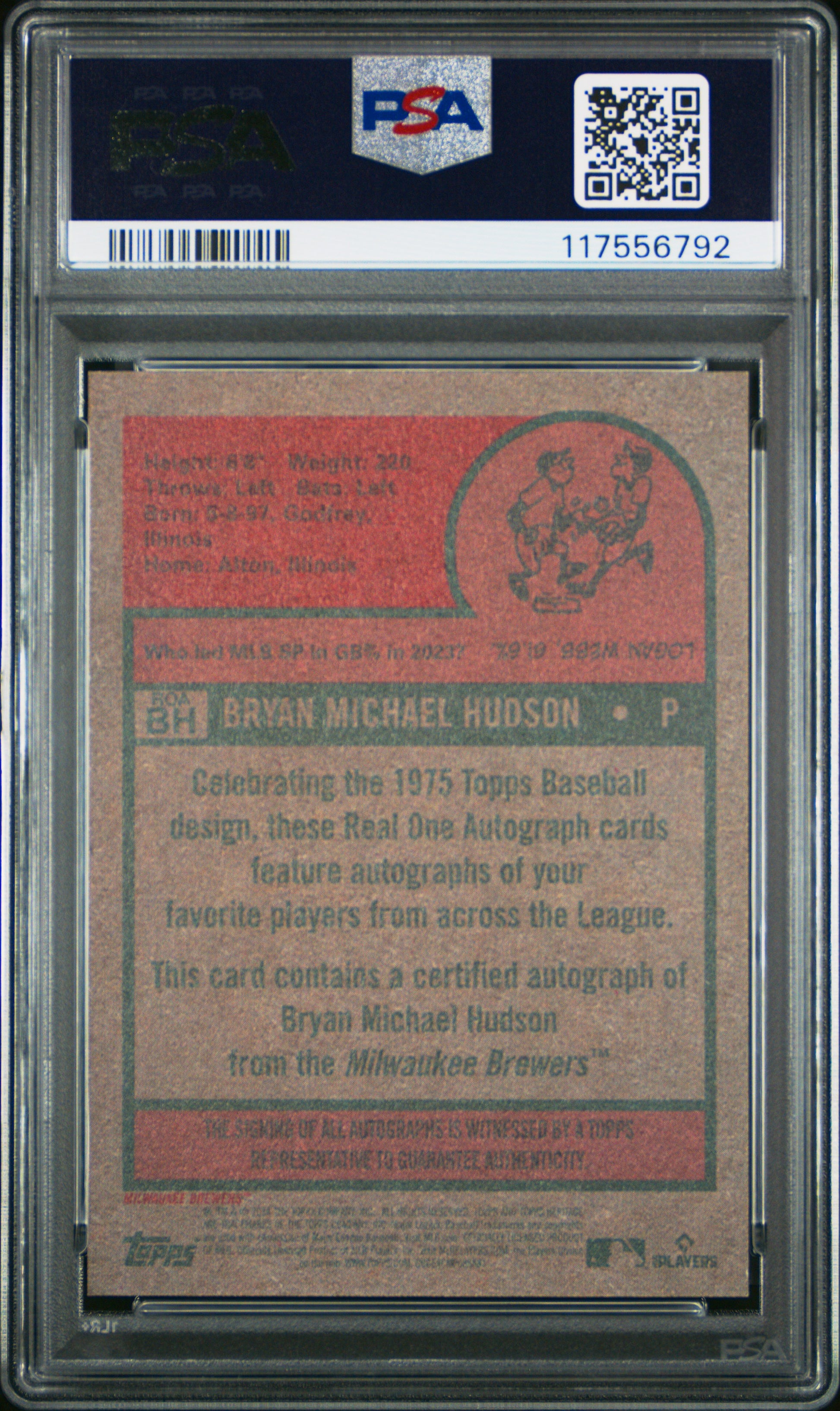 2024 Topps Heritage Real One Autographs #ROABH Bryan Hudson PSA 9