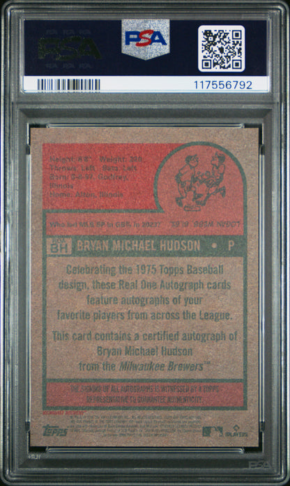 2024 Topps Heritage Real One Autographs #ROABH Bryan Hudson PSA 9