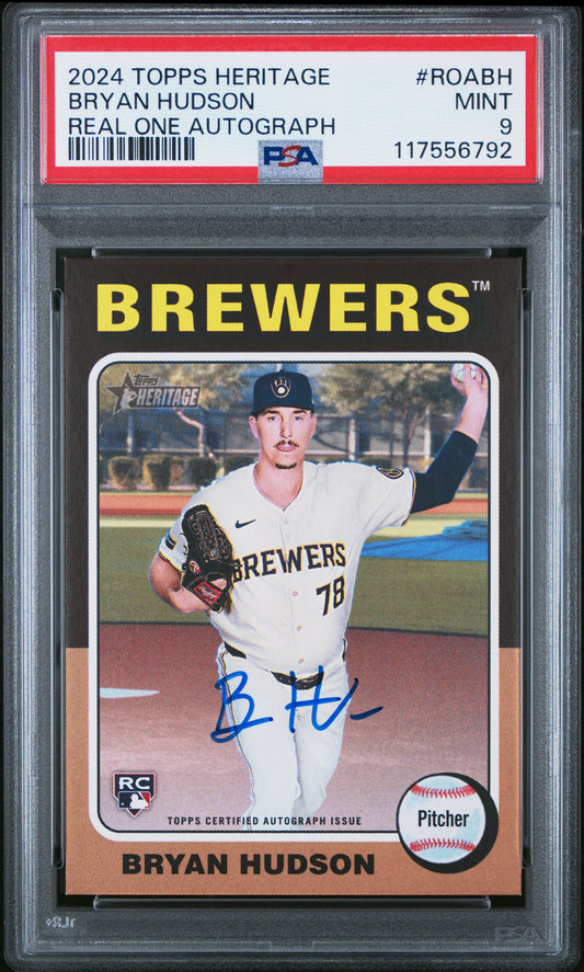 2024 Topps Heritage Real One Autographs #ROABH Bryan Hudson PSA 9