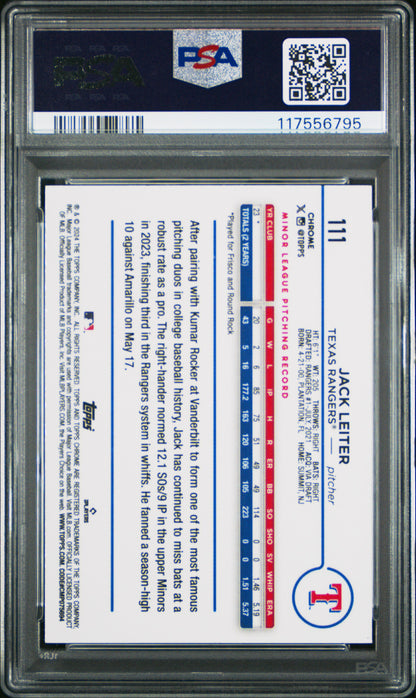 2024 Topps Chrome #111 Jack Leiter Sepia Refractor PSA 10