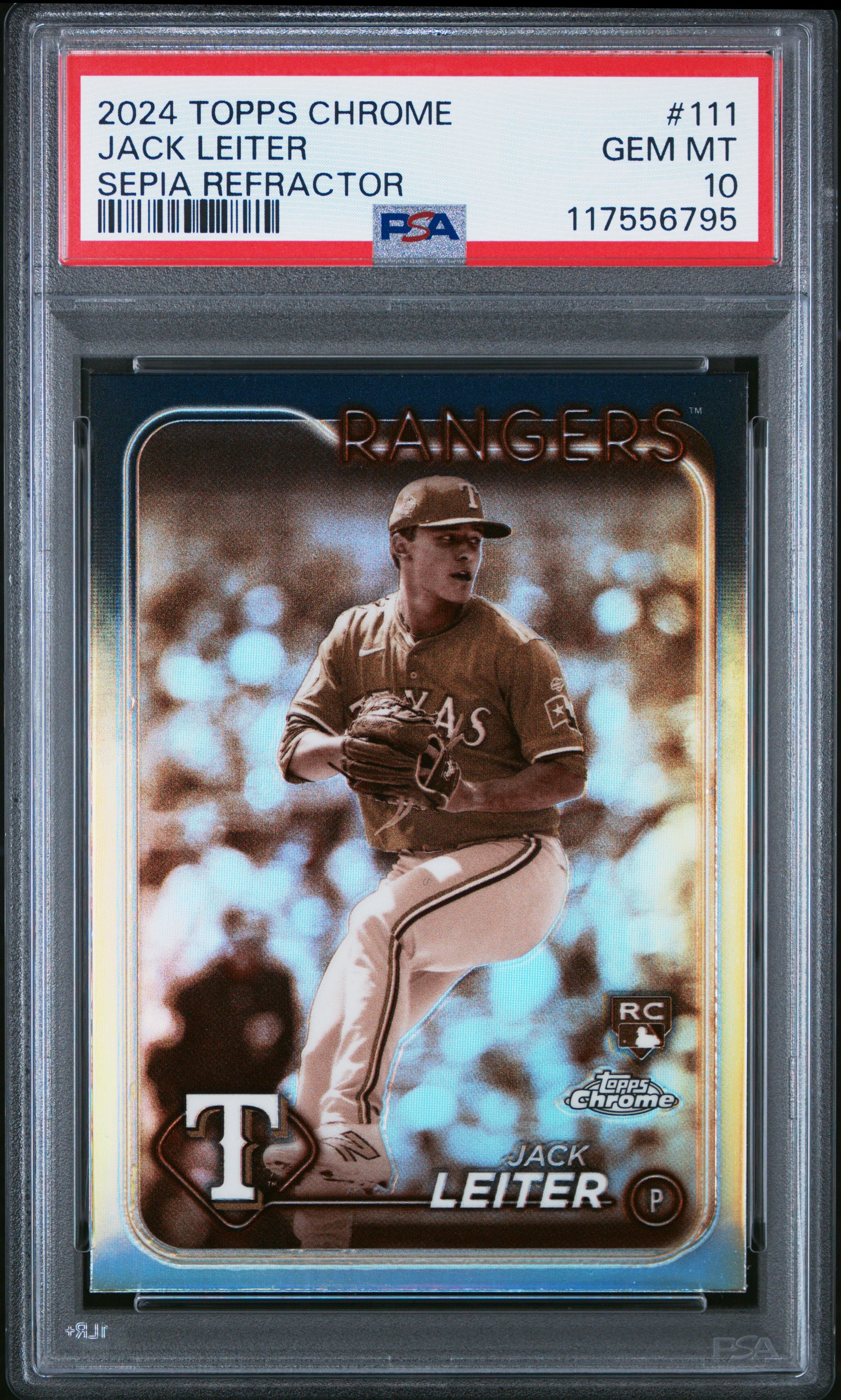 2024 Topps Chrome #111 Jack Leiter Sepia Refractor PSA 10