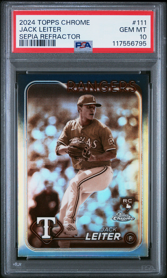 2024 Topps Chrome #111 Jack Leiter Sepia Refractor PSA 10