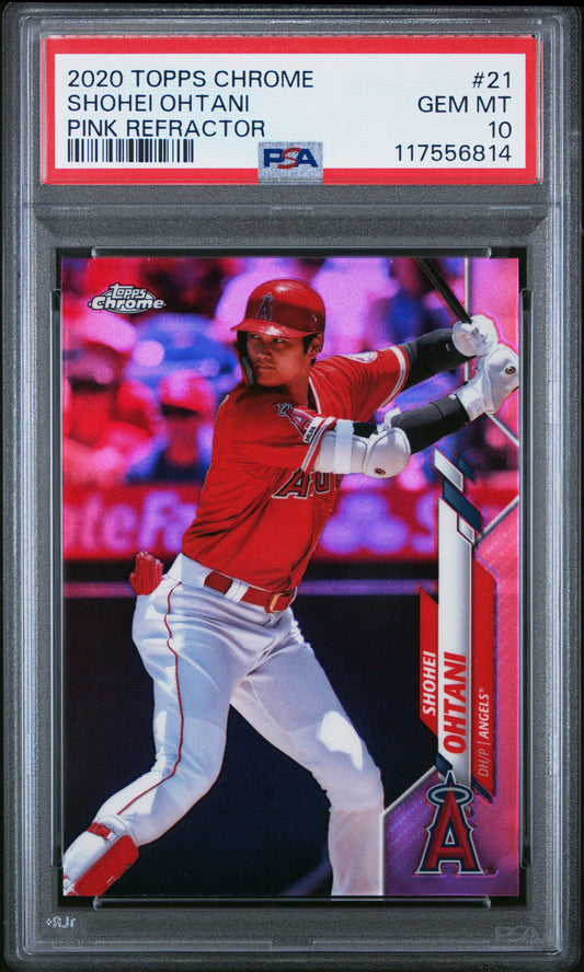 2020 Topps Chrome #21 Shohei Ohtani Pink Refractor PSA 10