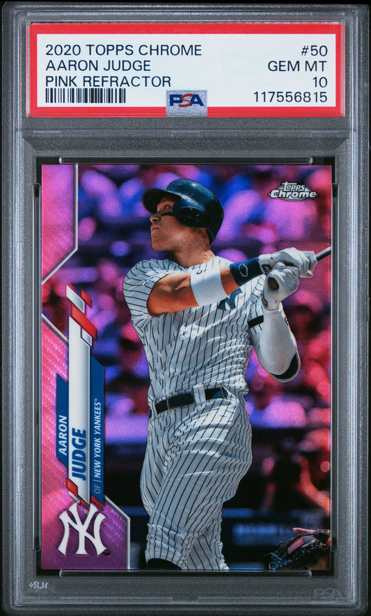 2020 Topps Chrome #50 Aaron Judge Pink Refractor PSA 10