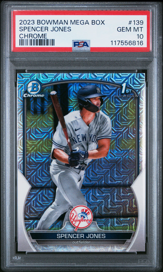 2023 Bowman Mega Box Chrome #139 Spencer Jones Chrome PSA 10