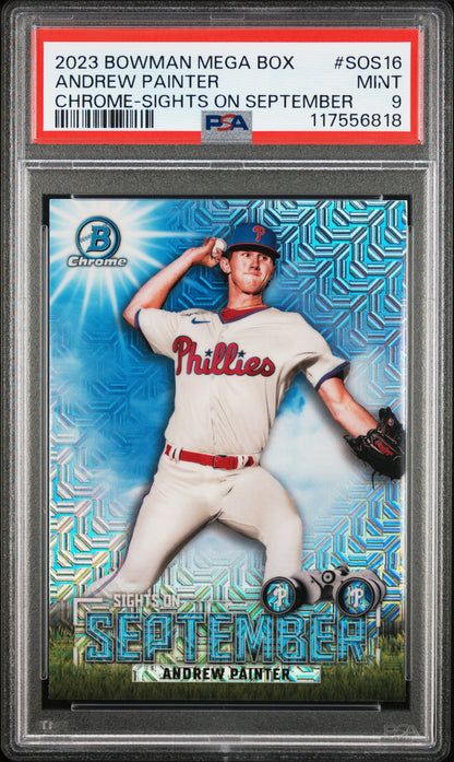 2023 Bowman Mega Box Chrome Sights On September #SOS16 Andrew Painter PSA 9