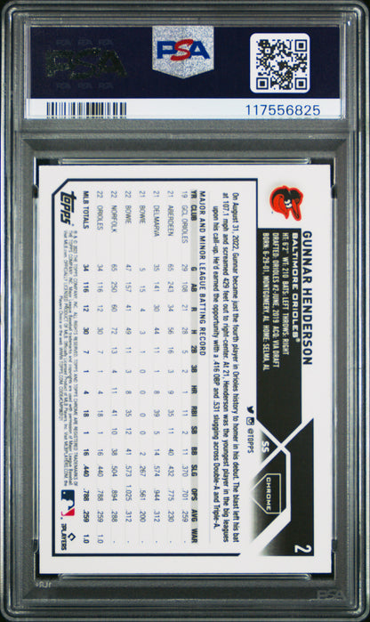 2023 Topps Chrome #2 Gunnar Henderson PSA 9