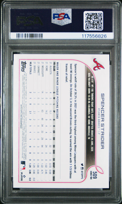 2022 Topps #509 Spencer Strider PSA 9