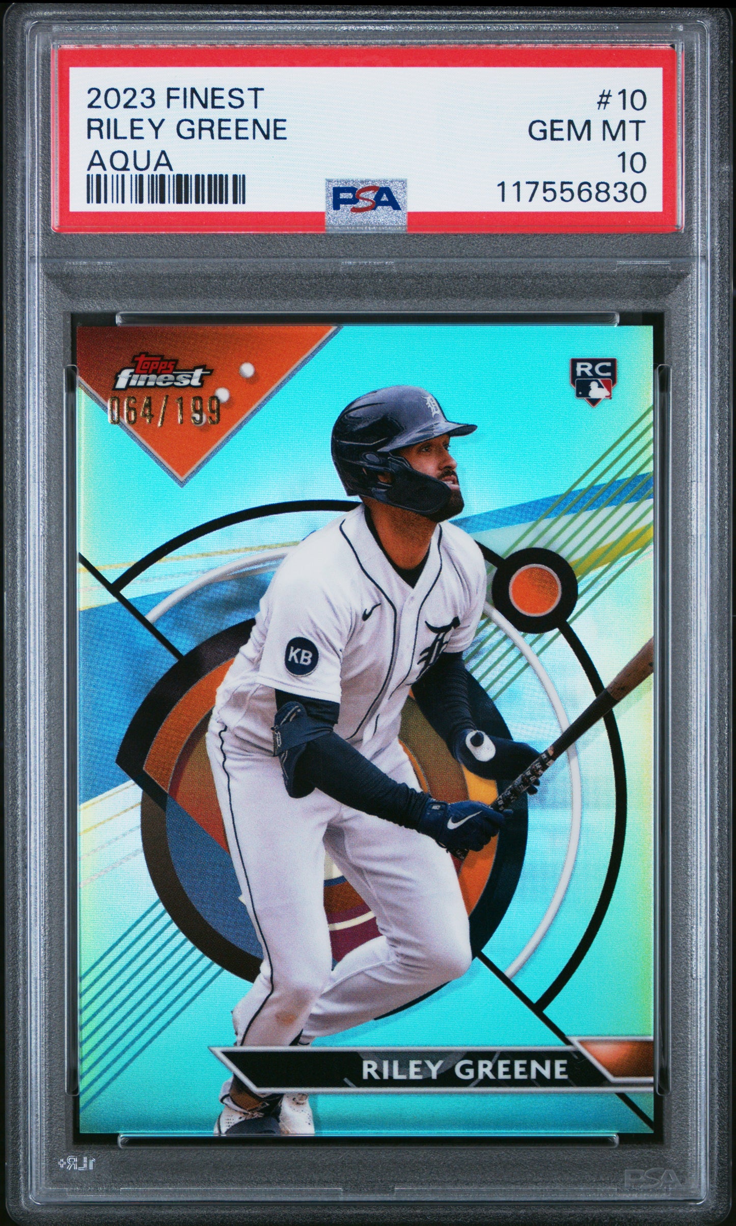 2023 Topps Finest #10 Riley Greene Aqua PSA 10