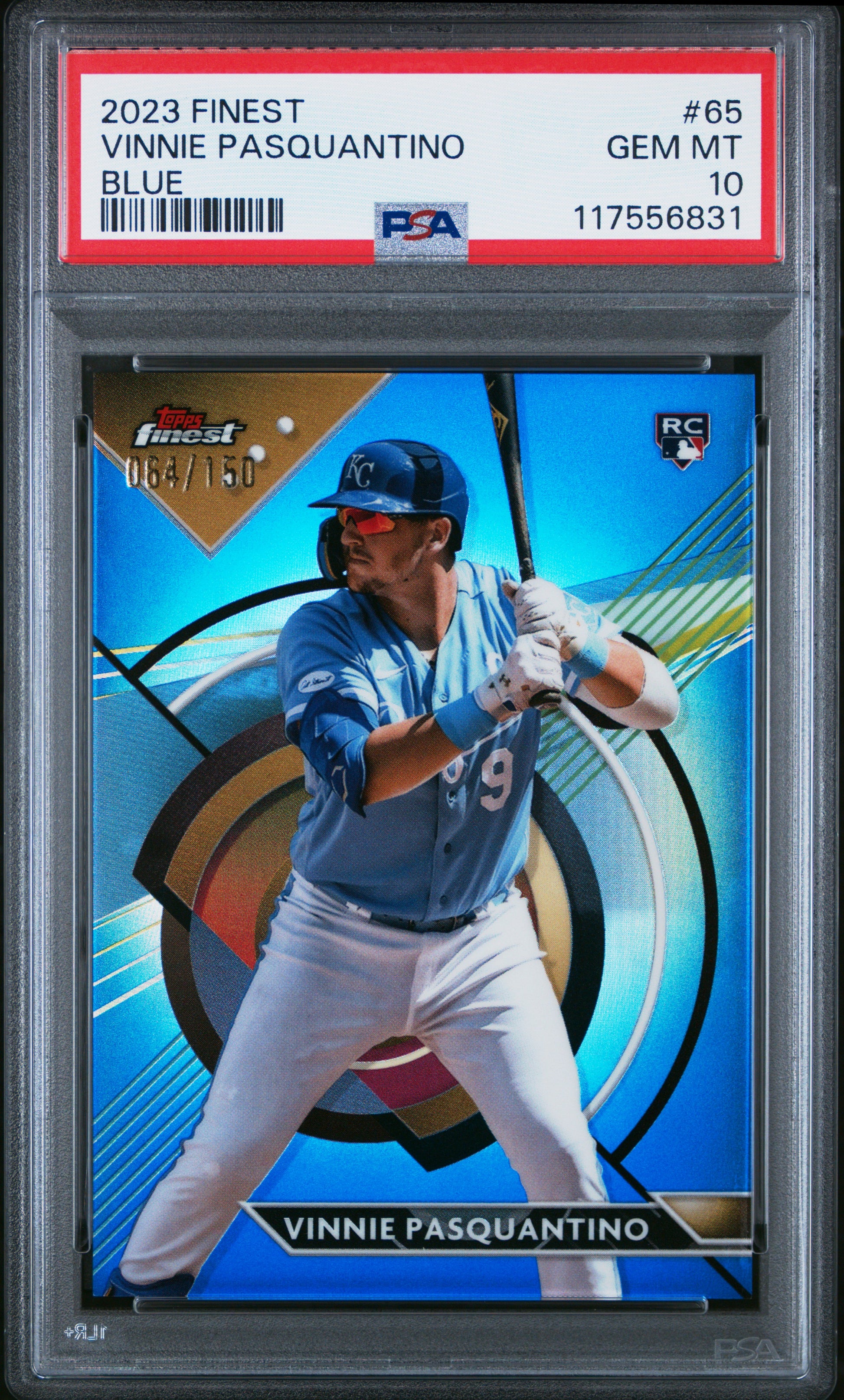 2023 Topps Finest #65 Vinnie Pasquantino Blue PSA 10